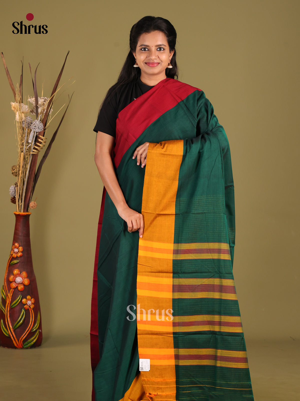 Green & Mustard - Narayanpet Cotton Saree