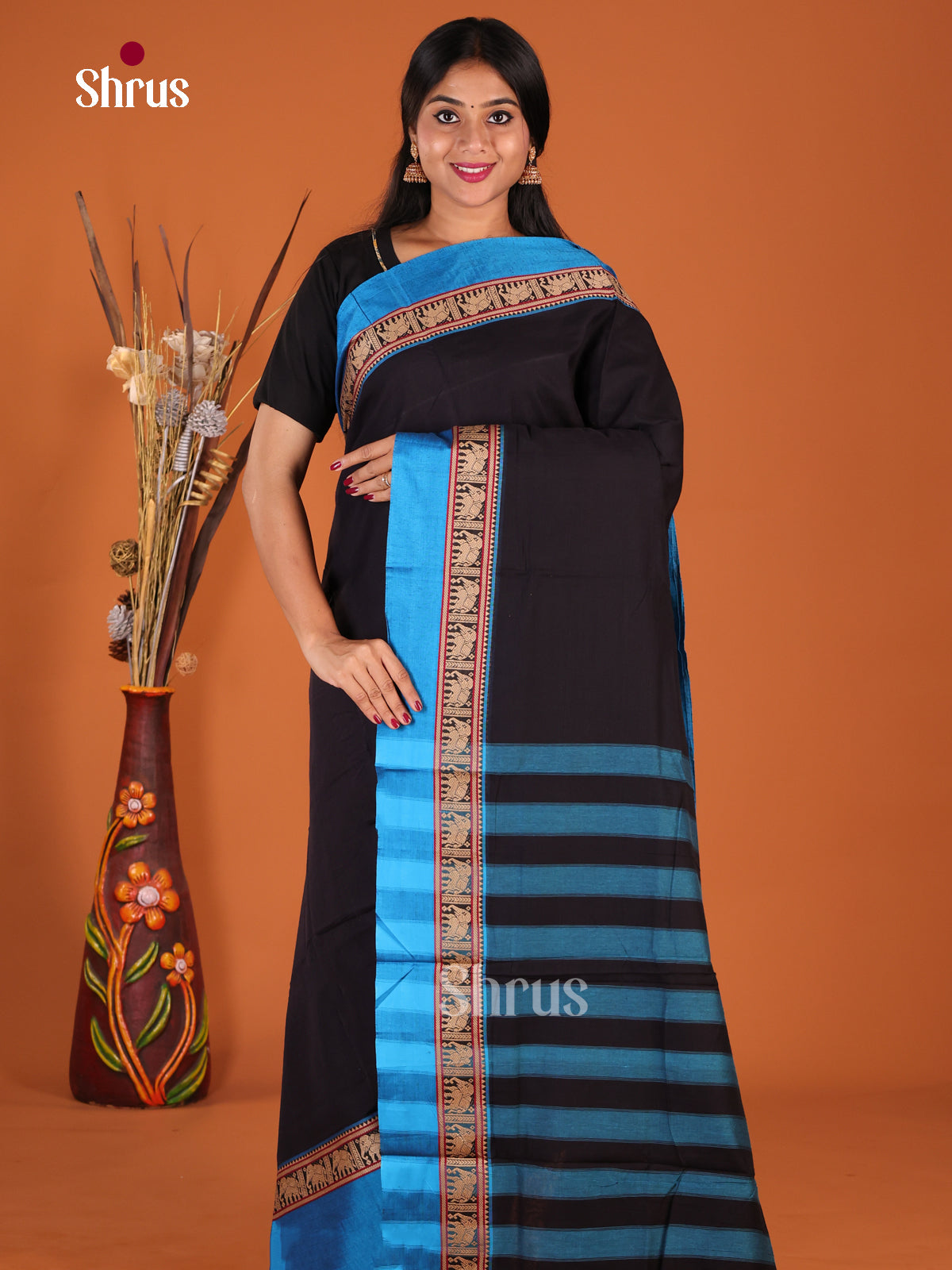Black & Blue - Narayanpet Cotton Saree