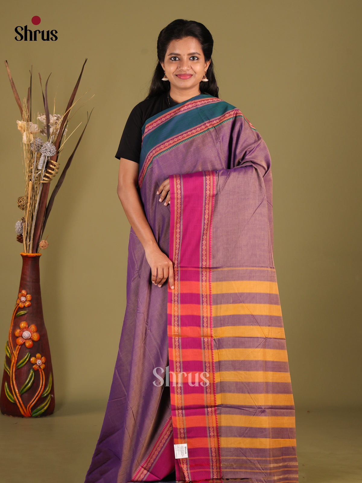 Purple & Green - Narayanpet Cotton Saree