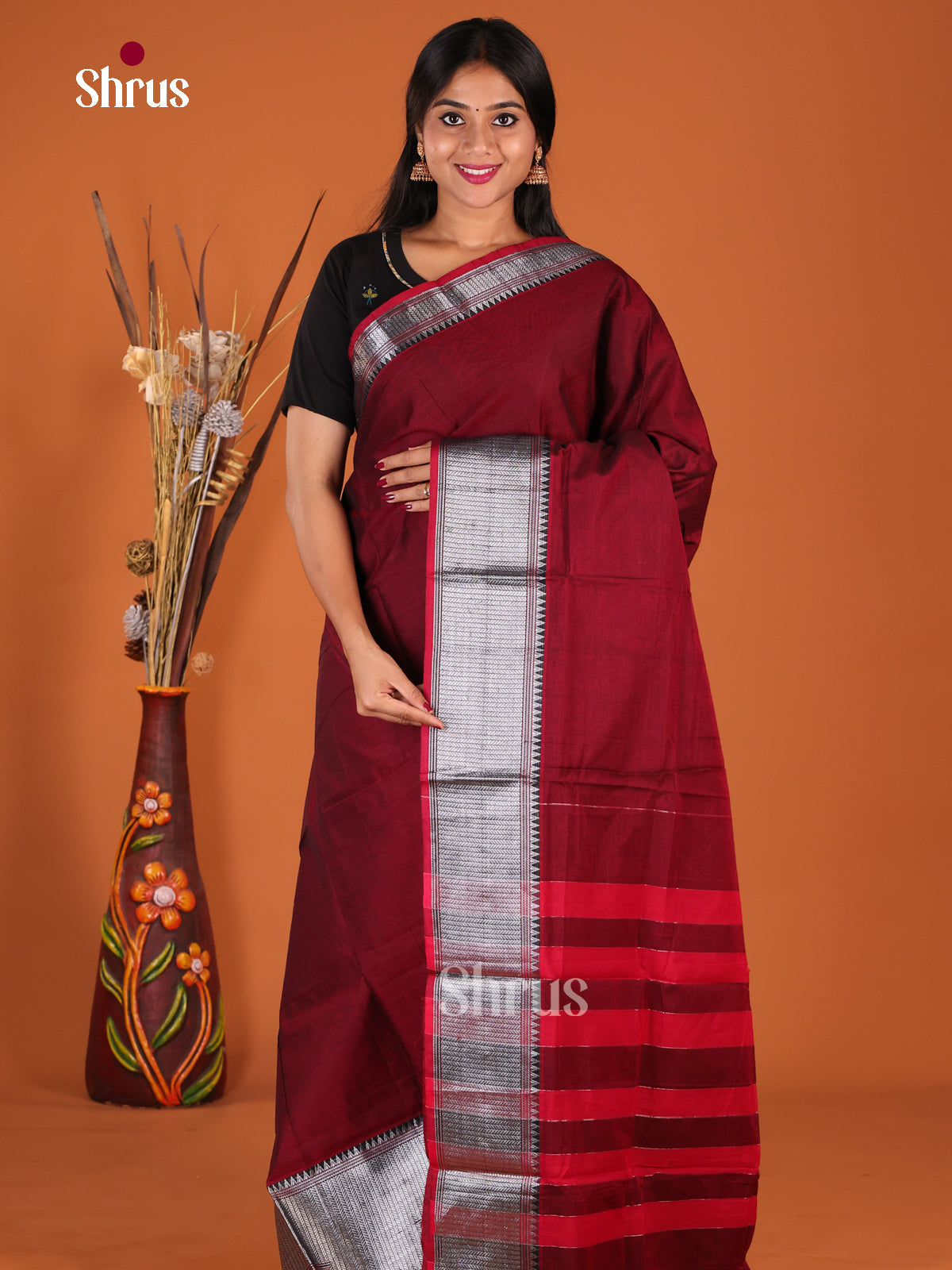 Maroon - Narayanpet Cotton Saree