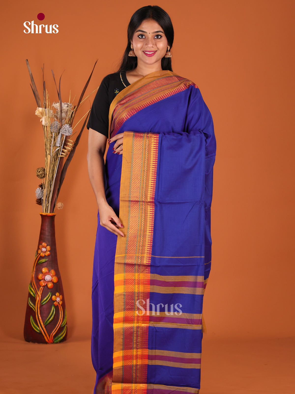 Blue & Mustard - Narayanpet Cotton Saree