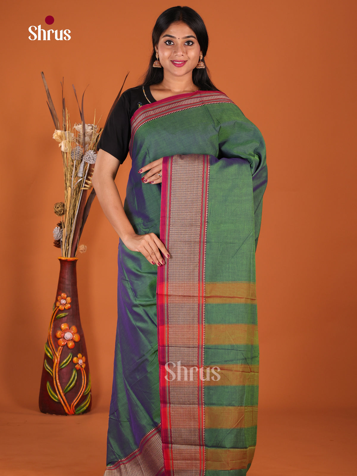 Green & Maroon - Narayanpet Cotton Saree