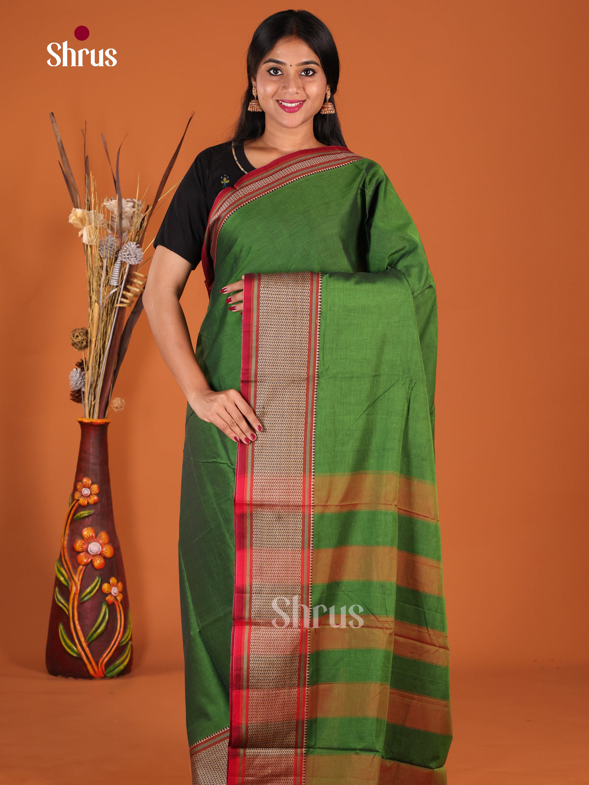 Green & Red - Narayanpet Cotton Saree