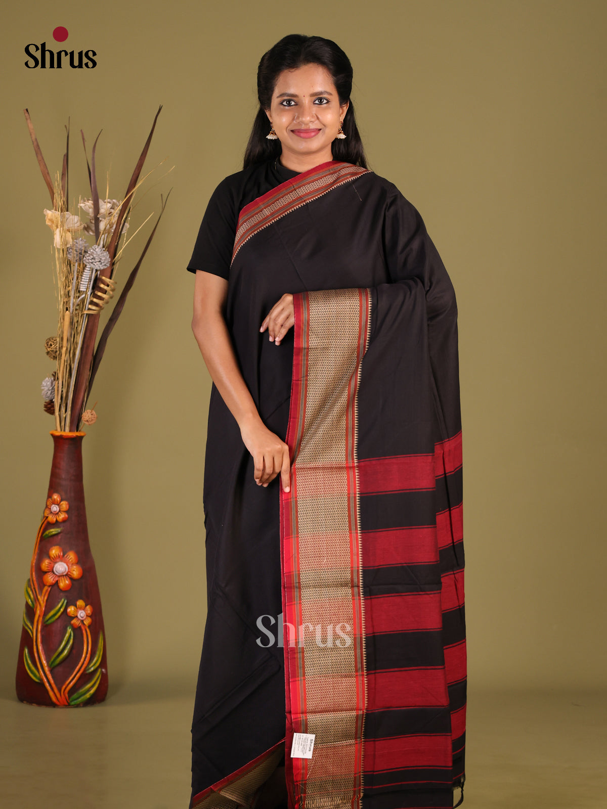 Black & Red - Narayanpet Cotton Saree