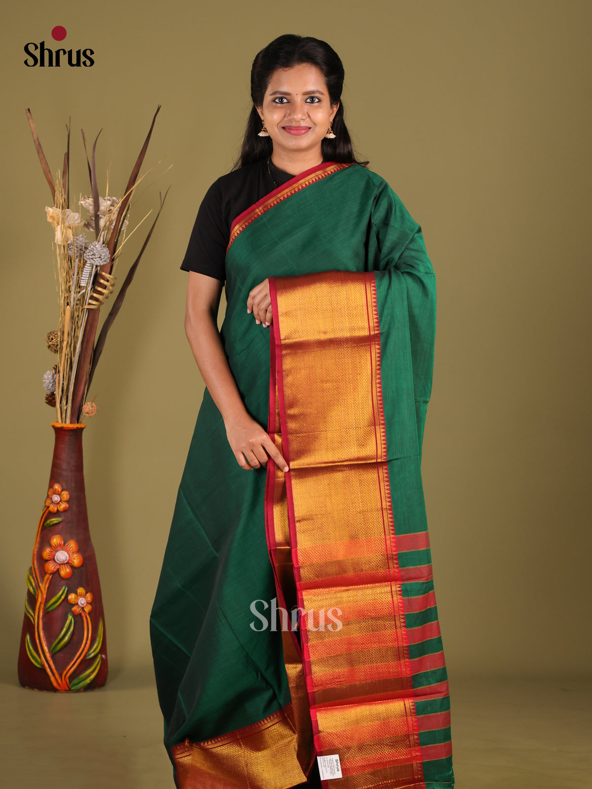 Green & Red - Narayanpet Cotton Saree