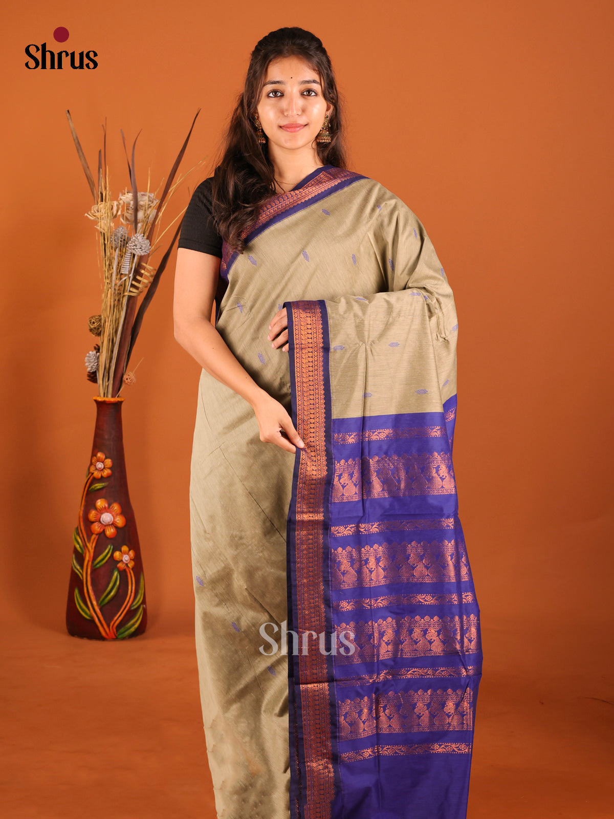 Elachi green & Blue - Kalyani Cotton Saree - Shop on Shrus.com