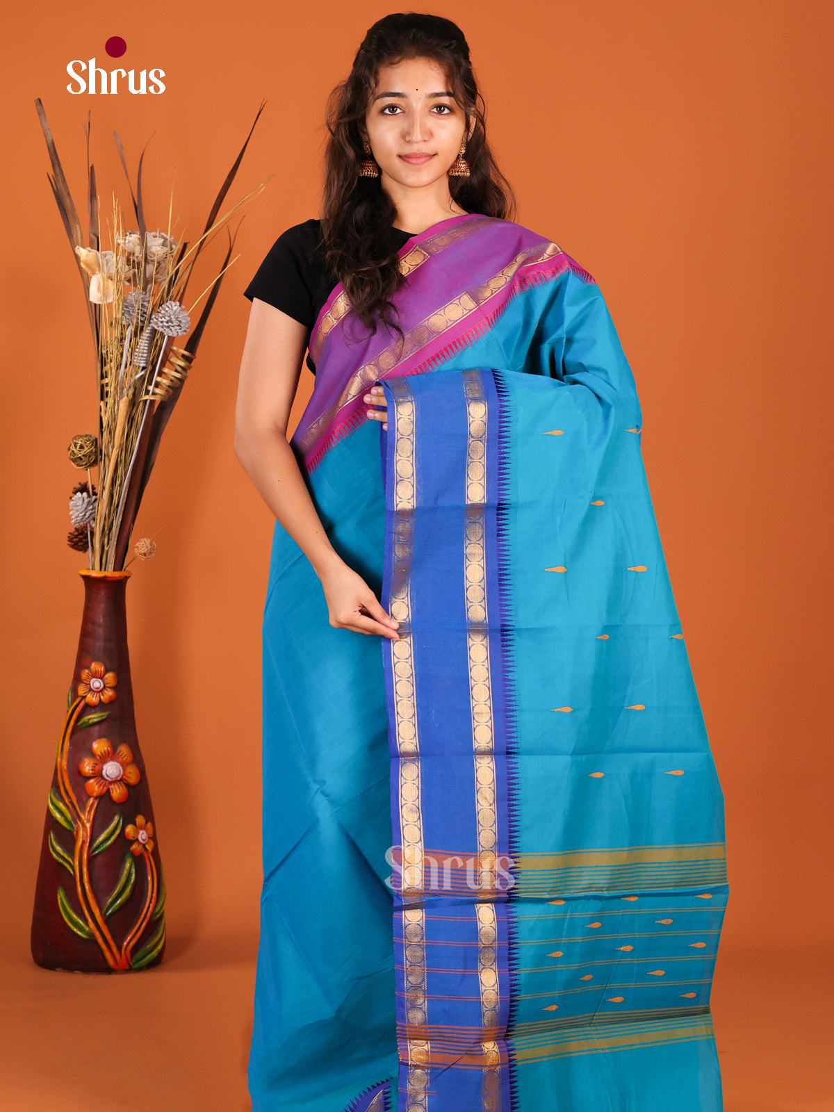 Rama Blue & Purple- Chettinad Cotton Saree