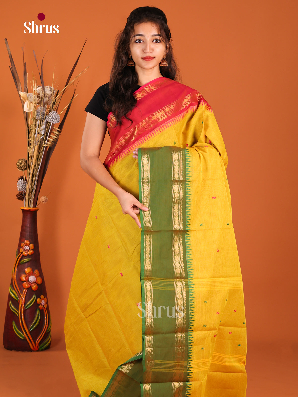 Yellow & Green - Chettinad Cotton Saree