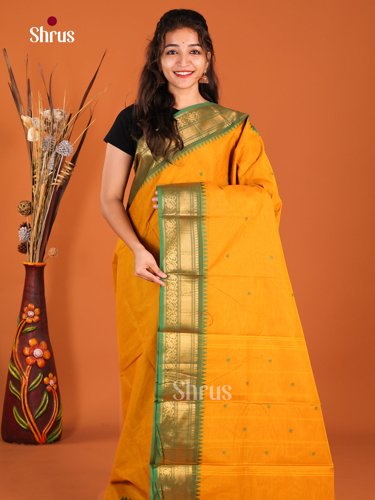 Mustard & Green- Chettinad Cotton Saree