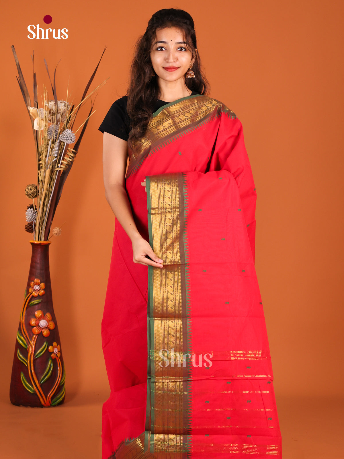 Red & Green - Chettinad Cotton Saree