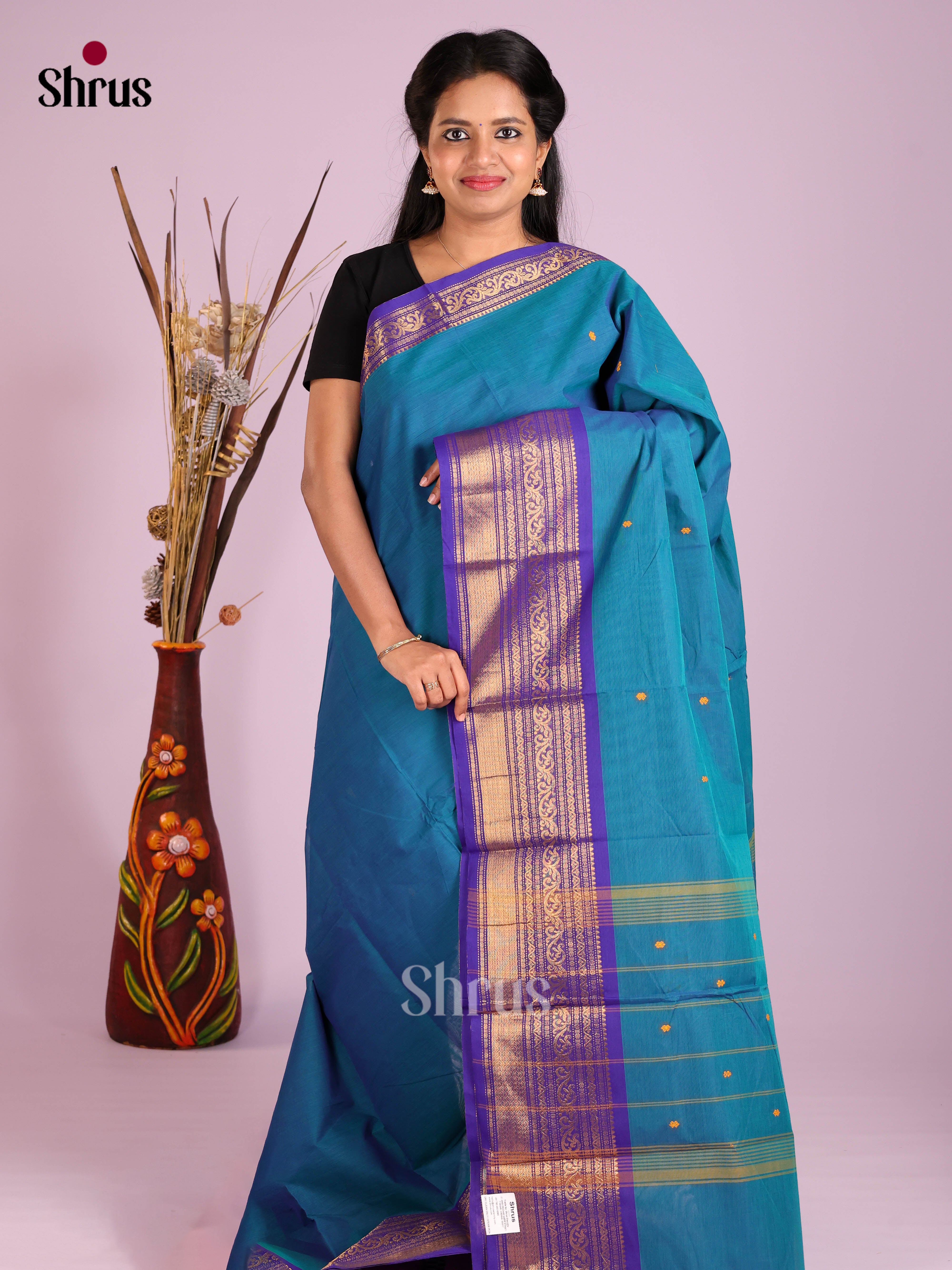 blue & Violet - Chettinad Cotton Saree
