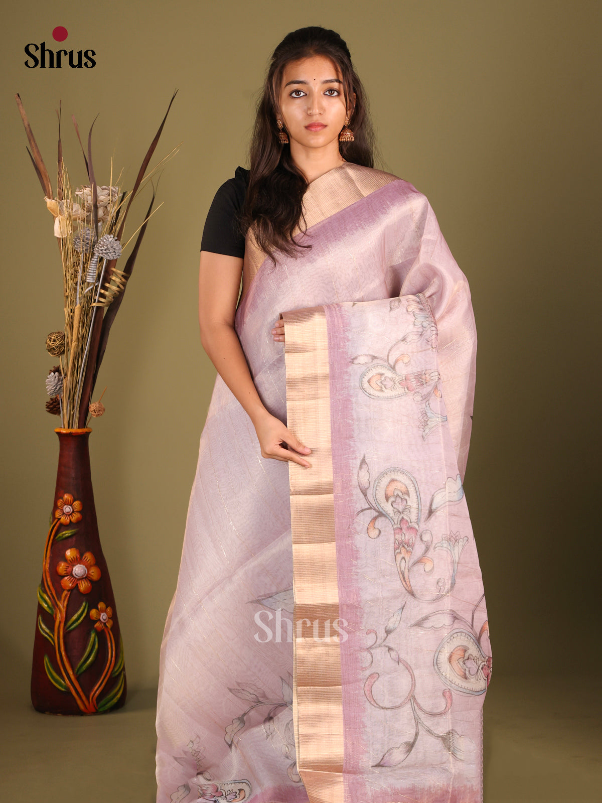 Lavender- Semi Organza Saree