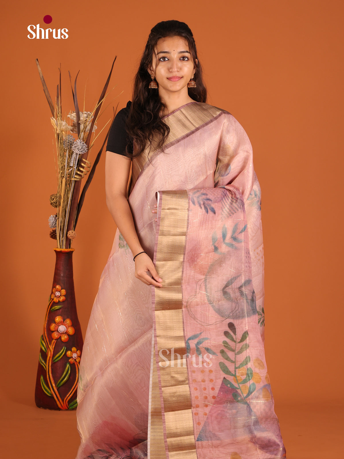 Dusty Pink - Semi Organza Saree