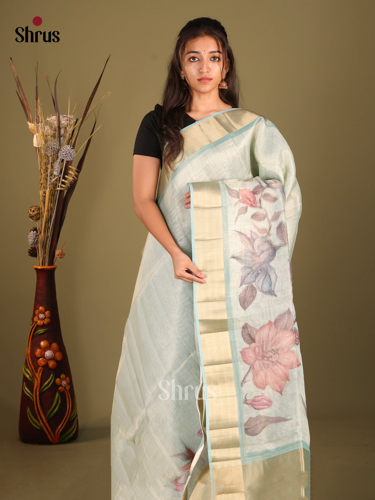 Pastel Blue - Semi Organza Saree