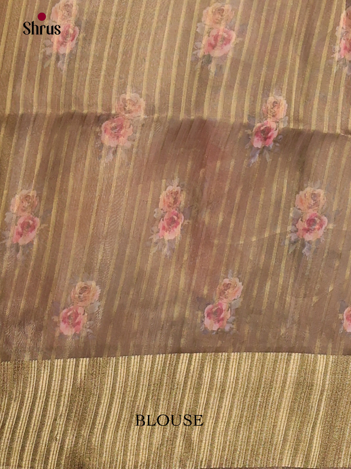 Grey & Brown - Semi Organza Saree - Shop on Shrus.com
