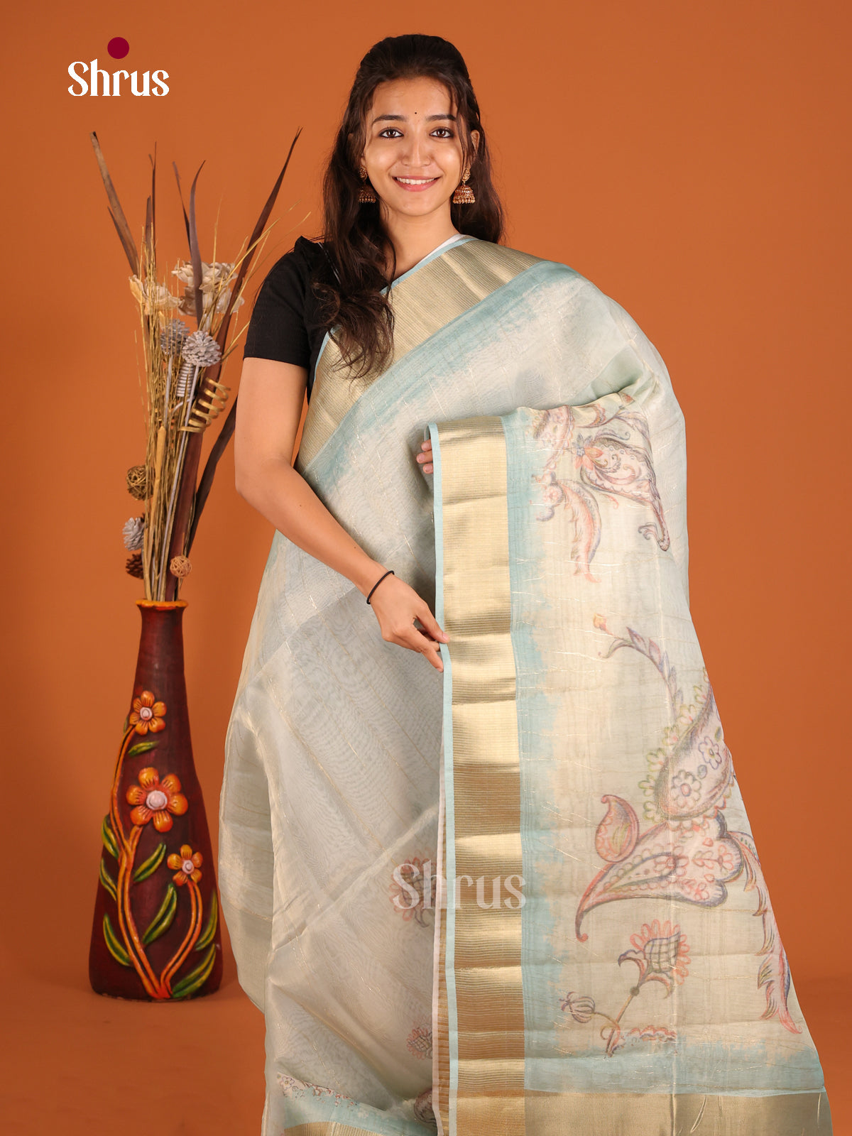 Light Blue - Semi Organza Saree