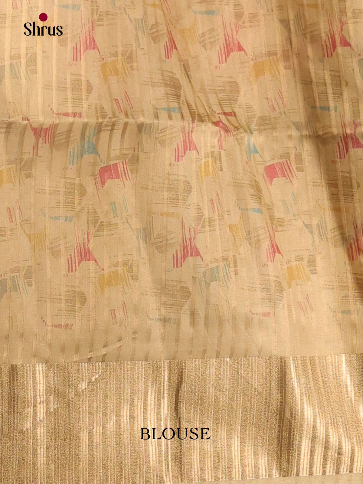 Cream & Beige - Semi Organza Saree