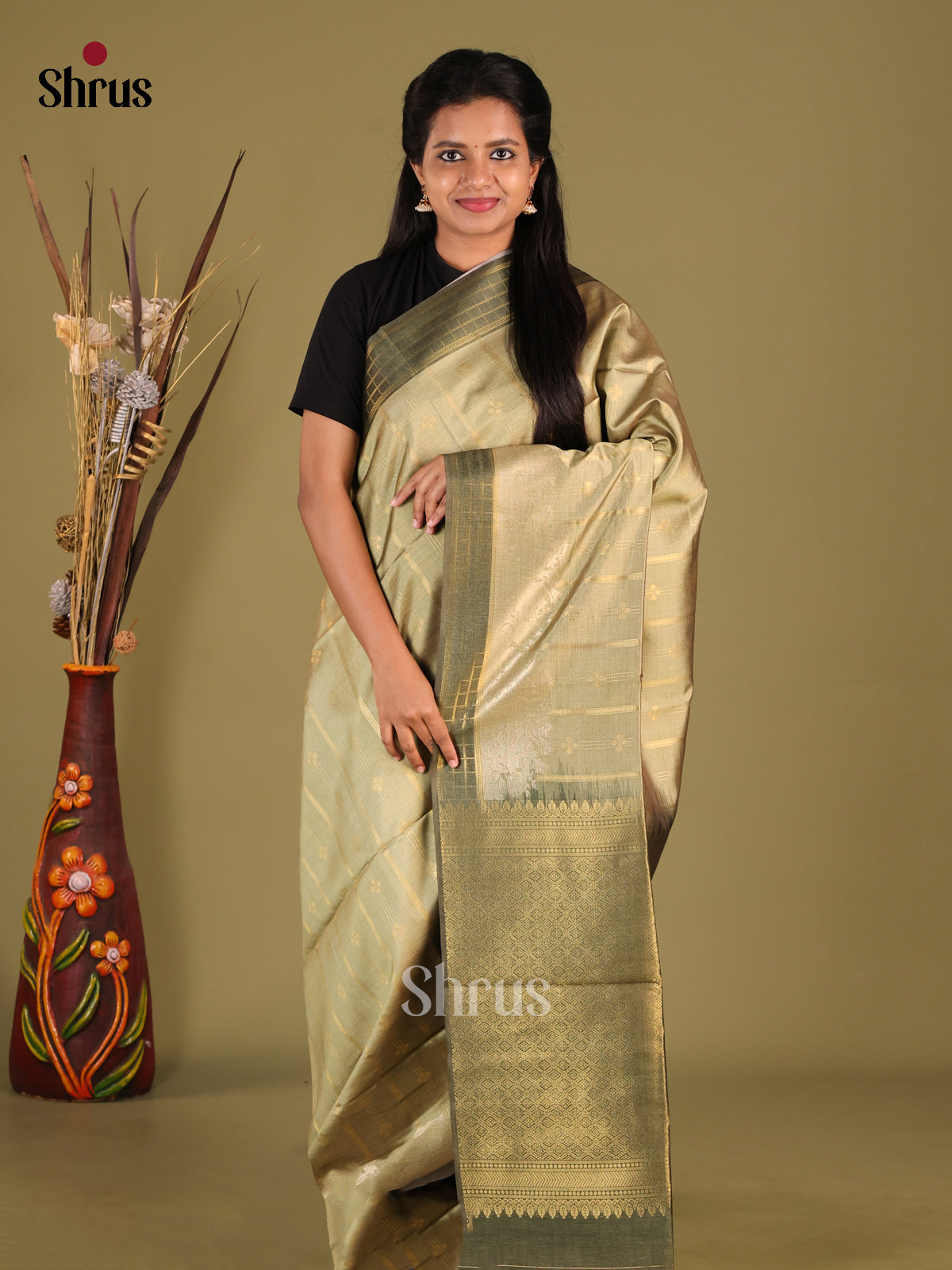 DHS23089 - Semi Tussar Saree - Shop on Shrus.com