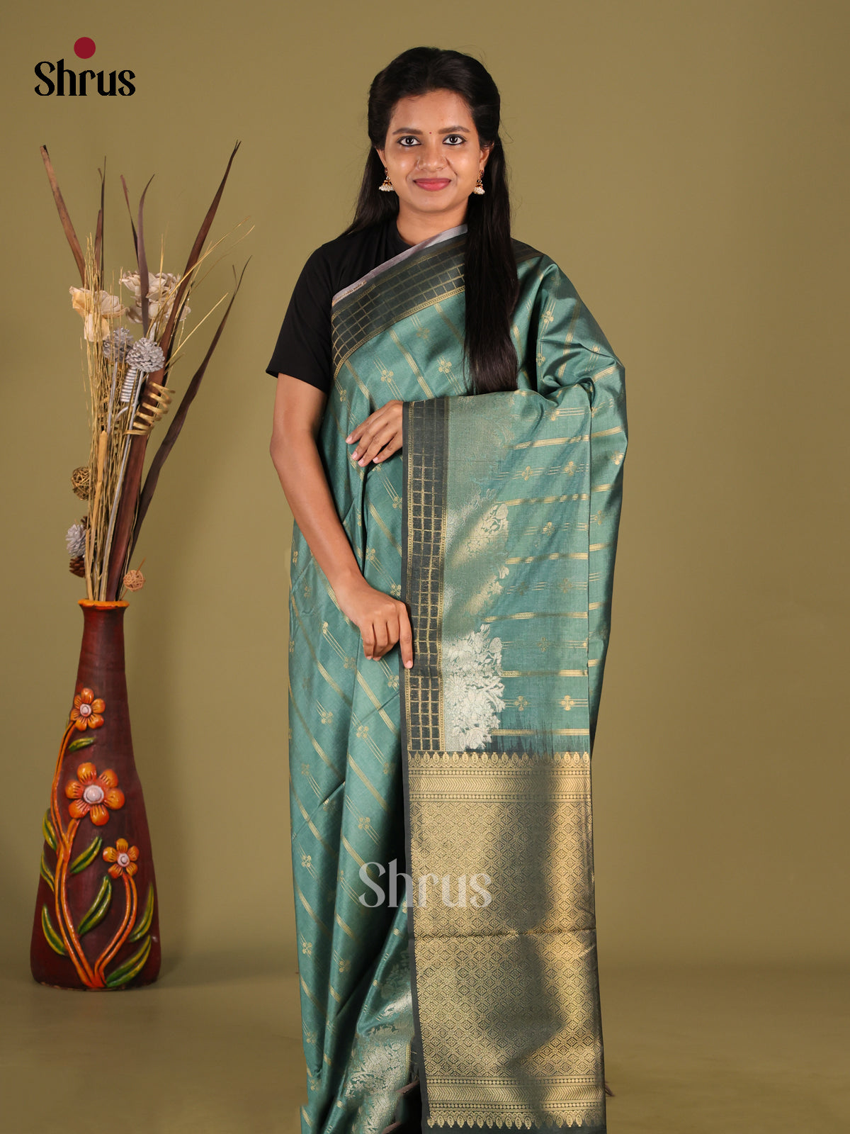 DHS23092 - Semi Tussar Saree - Shop on Shrus.com