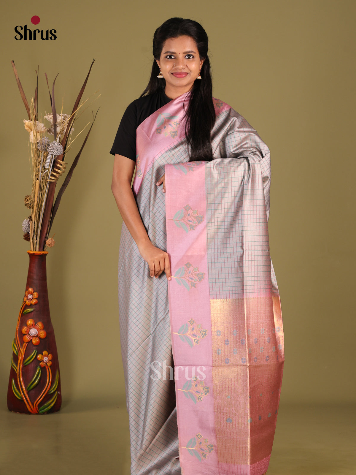 DHS23099 - Semi Tussar Saree - Shop on Shrus.com