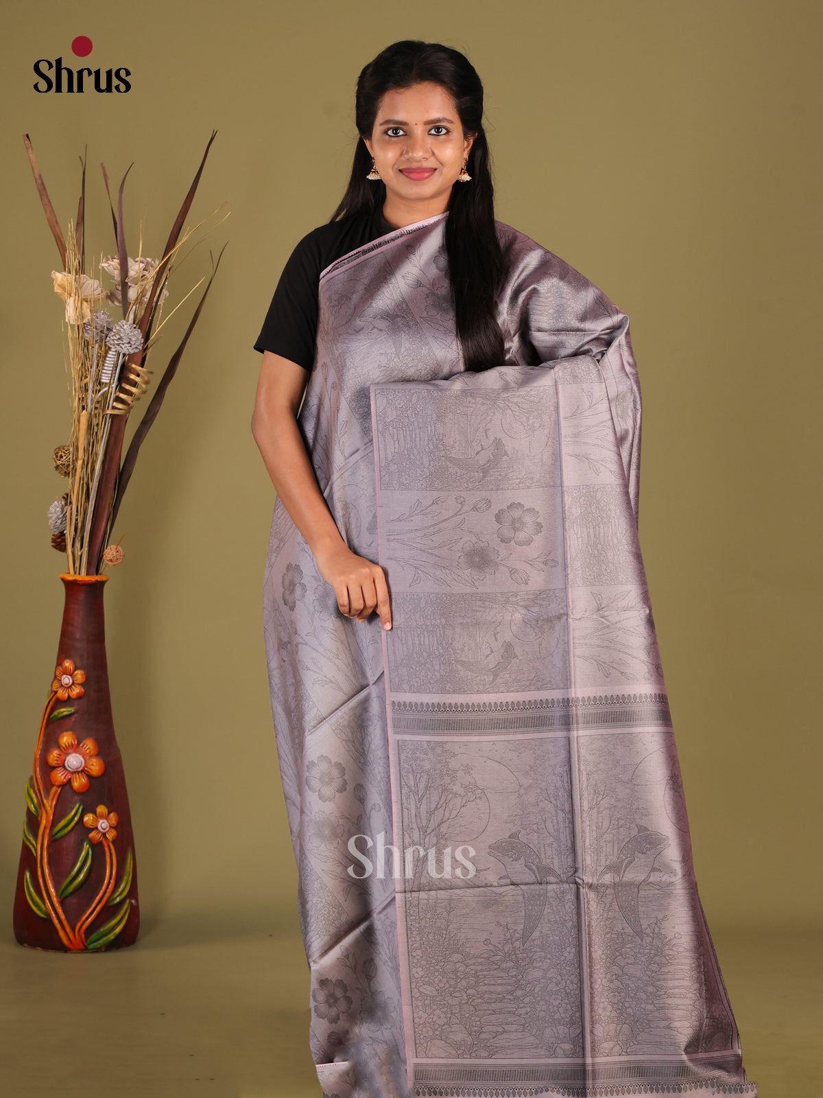 DHS23101 - Semi Tussar Saree - Shop on Shrus.com