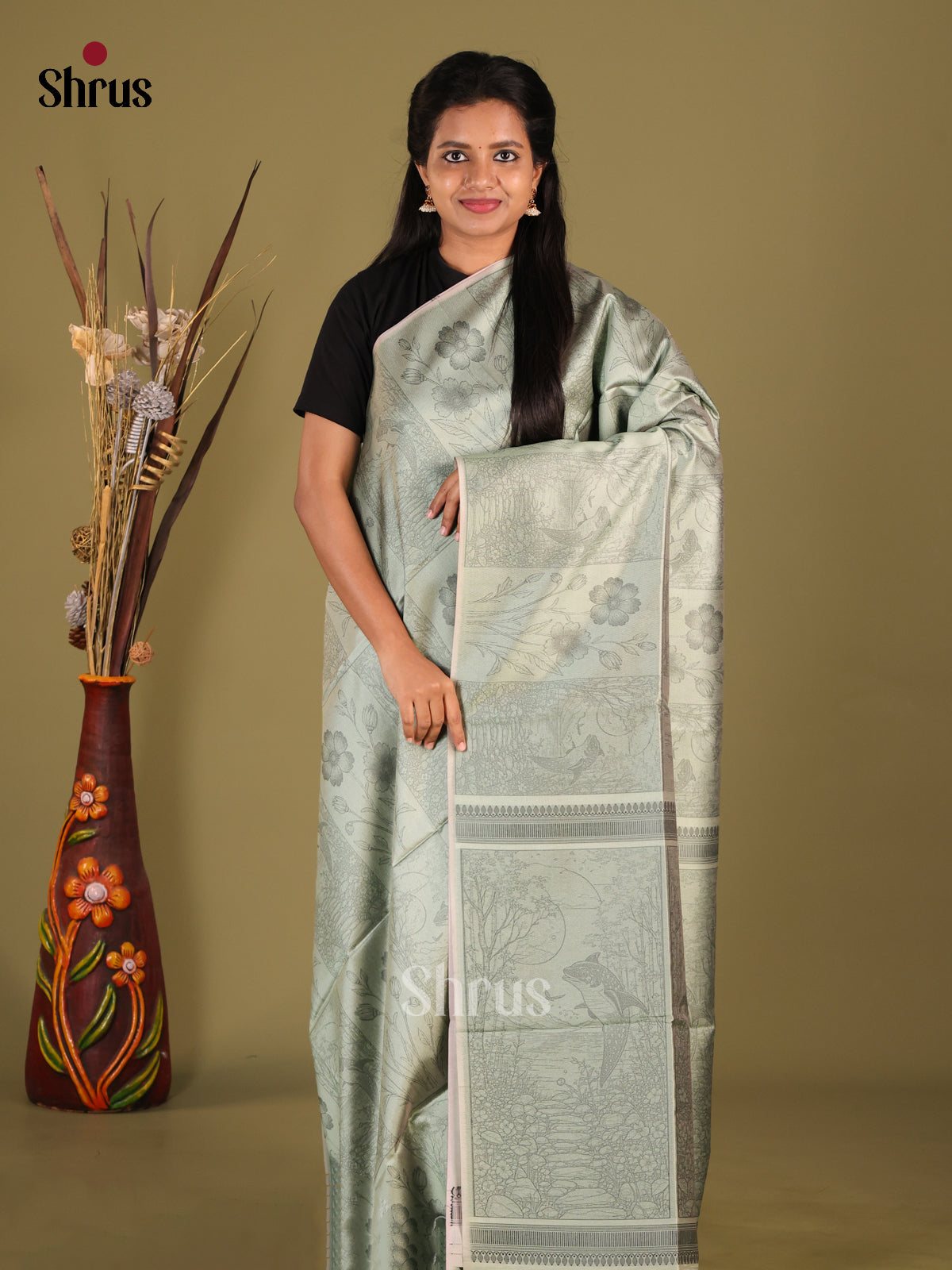 DHS23108 - Semi Tussar Saree - Shop on Shrus.com