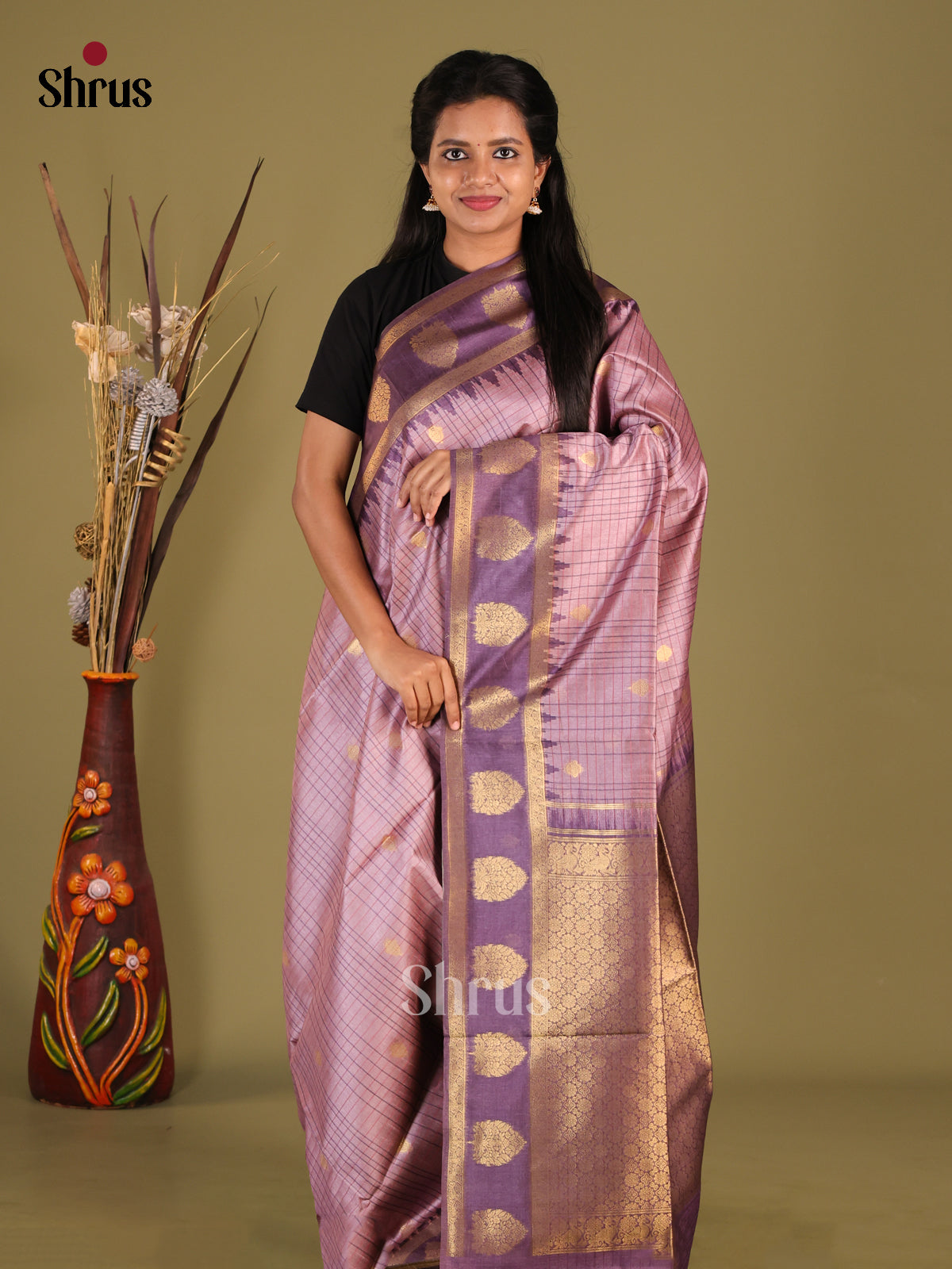 DHS23114 - Semi Tussar Saree - Shop on Shrus.com