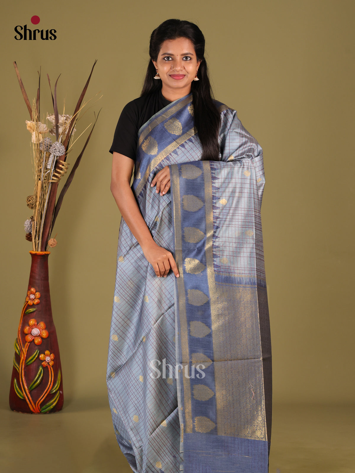 DHS23117 - Semi Tussar Saree - Shop on Shrus.com