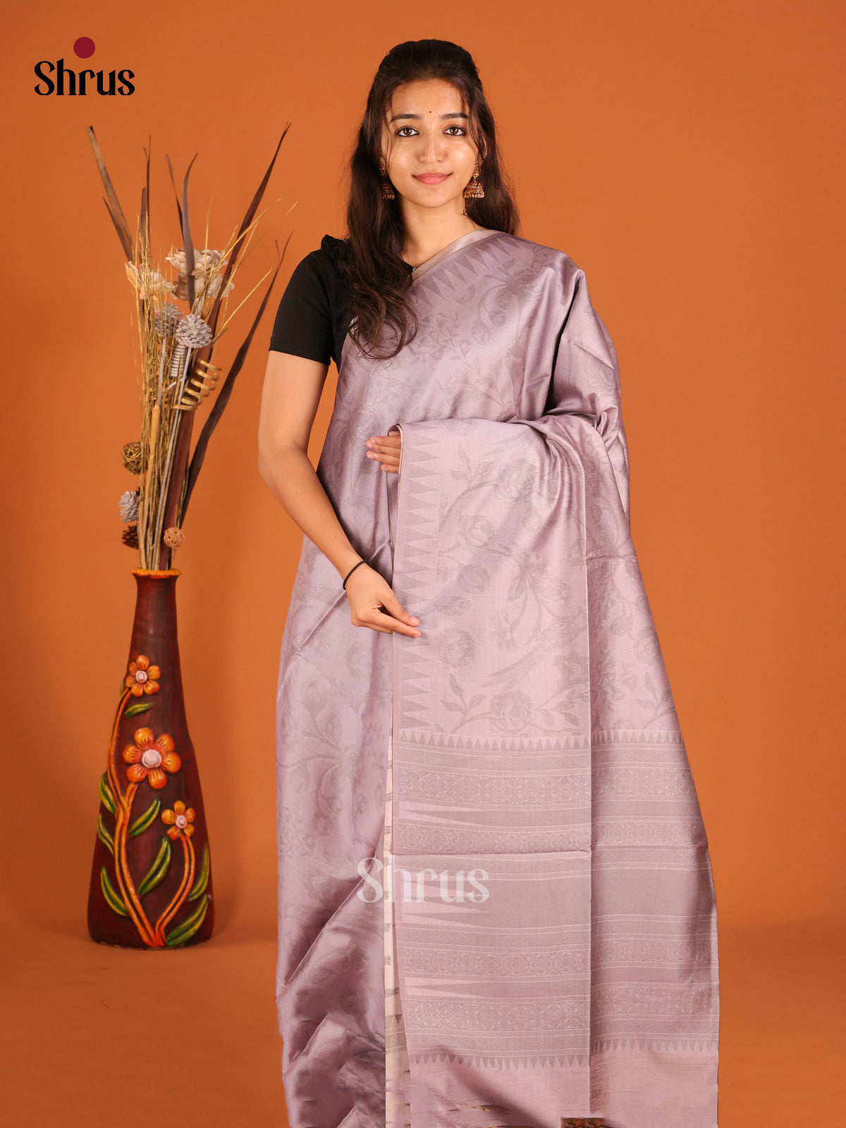 Lavender - Semi Tussar Saree