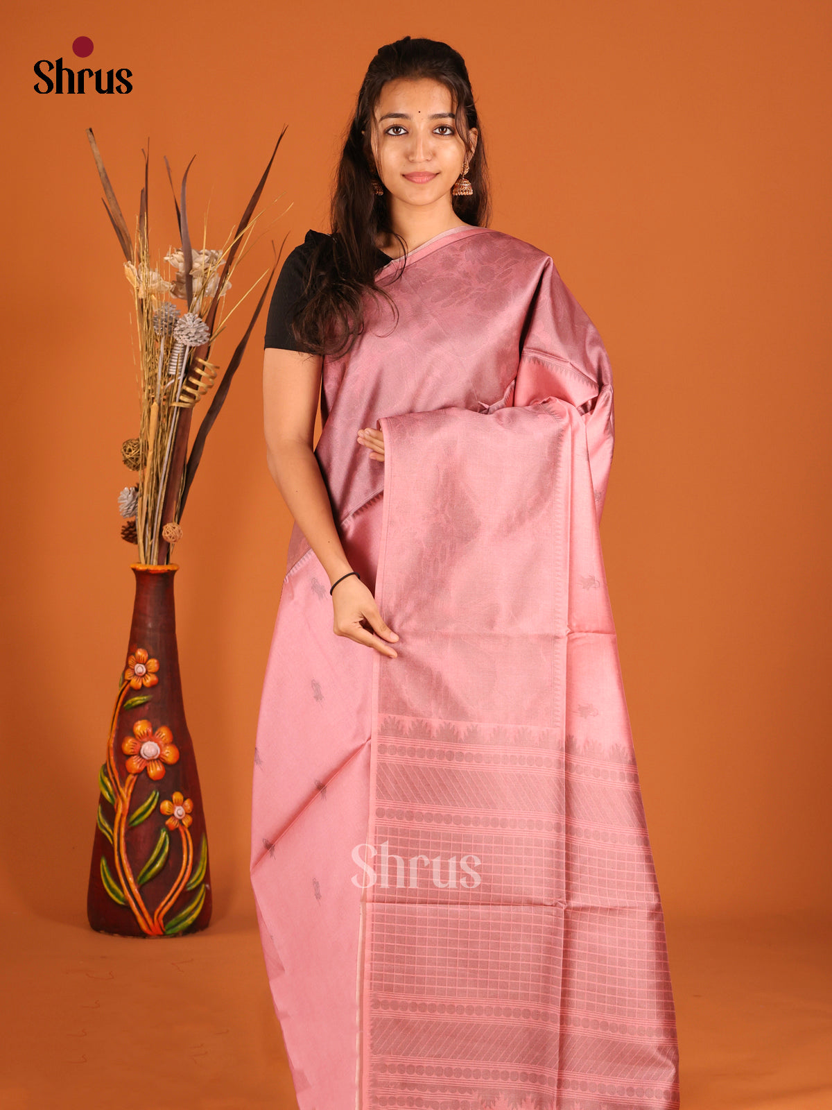 Dusty Pink - Semi Tussar Saree