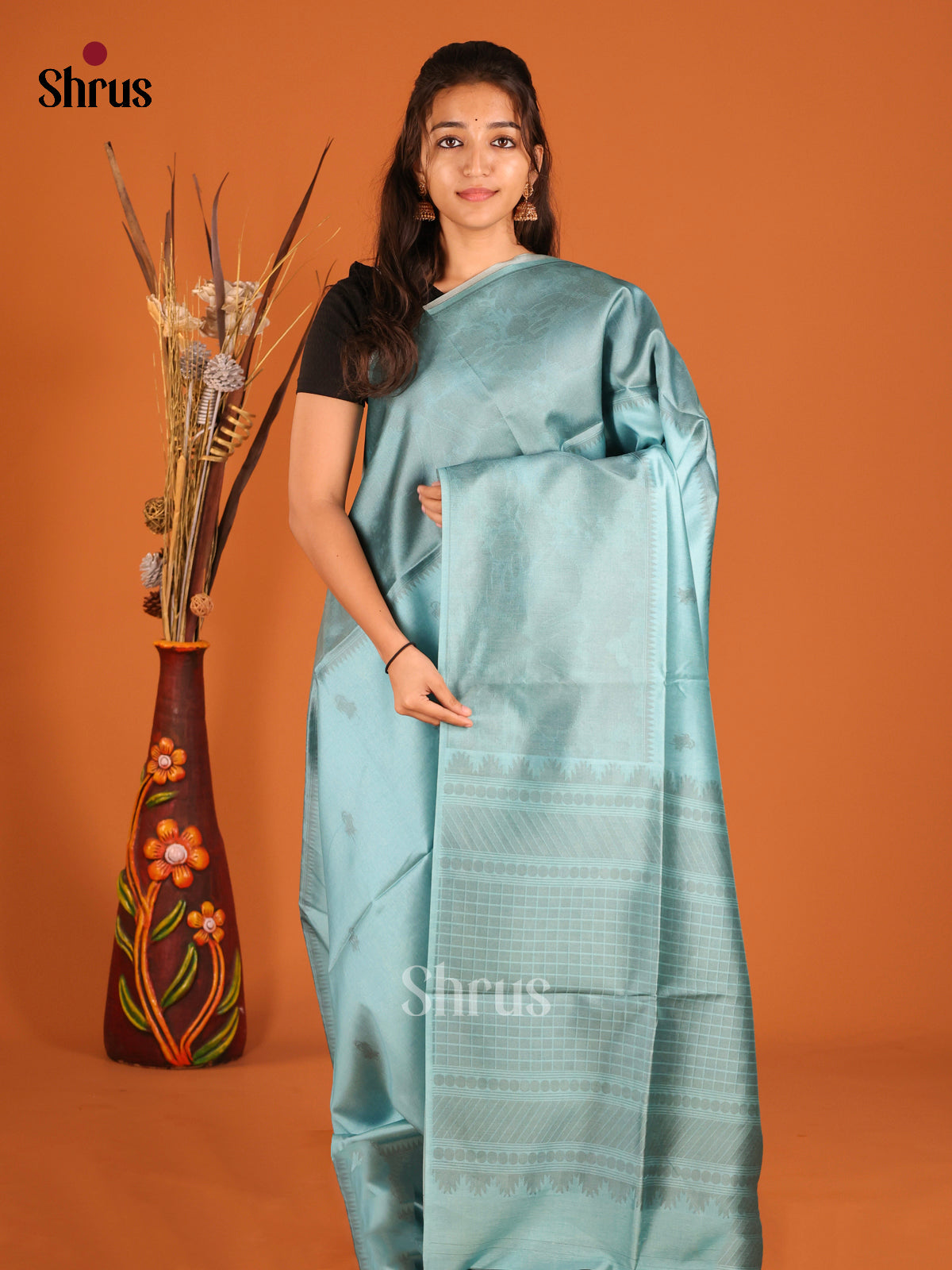 Pastel Blue - Semi Tussar Saree