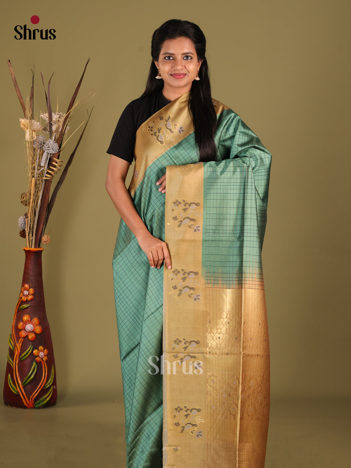 DHS23144 - Semi Tussar Saree - Shop on Shrus.com