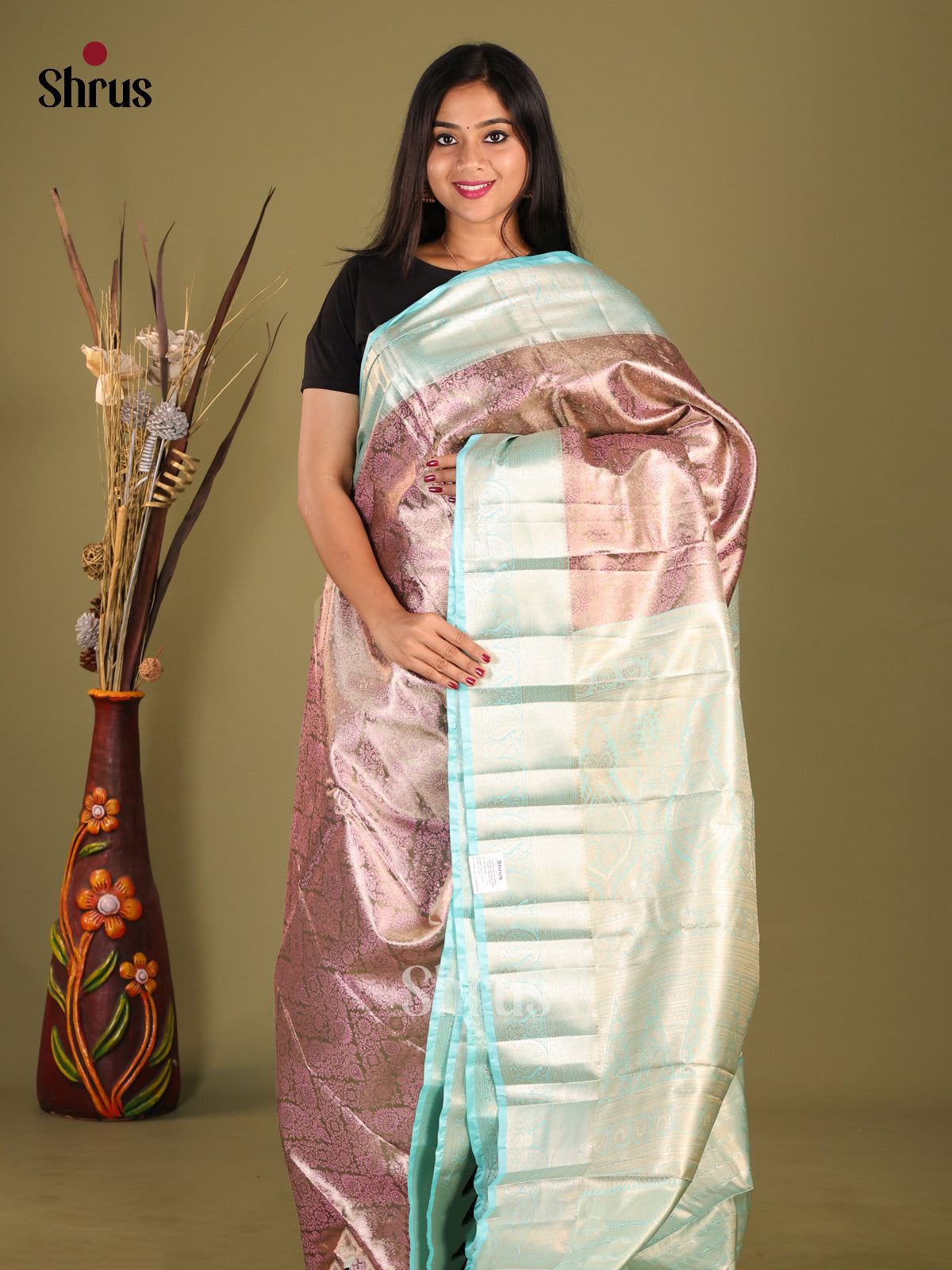 purple ice blue Kanchipuram-halfpure Saree