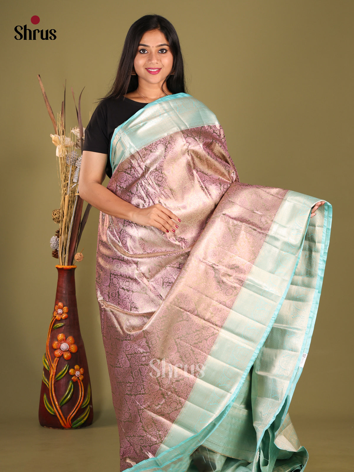 purple ice blue Kanchipuram-halfpure Saree 1