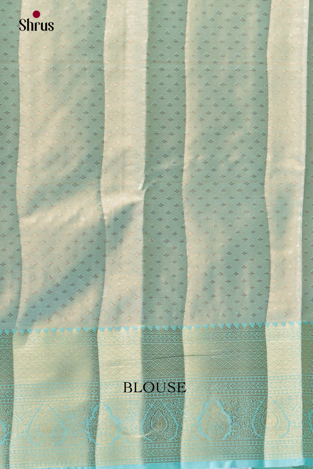 Cream & Pastel Blue - Kanchipuram-halfpure Saree