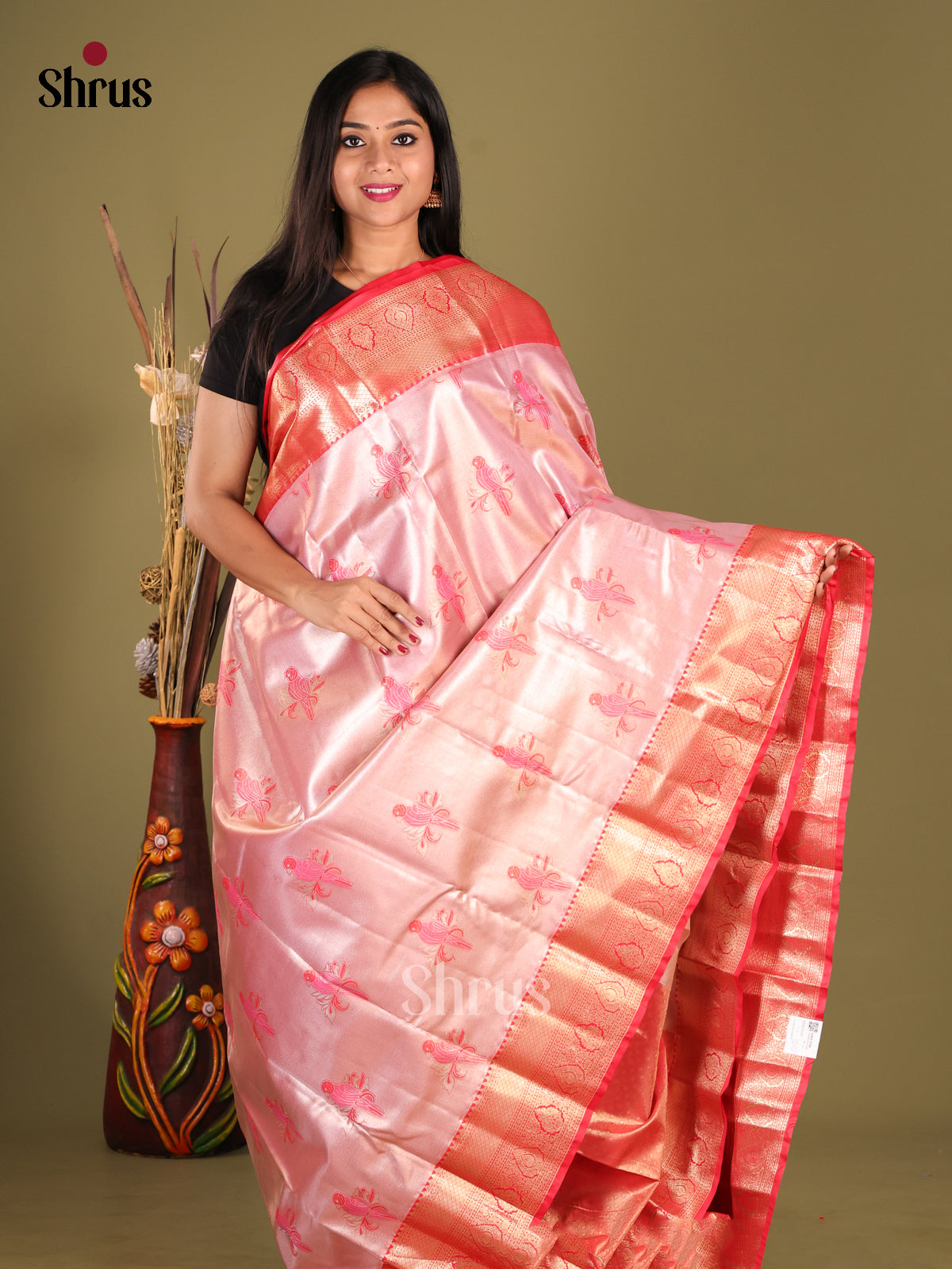 Pink - Kanchipuram-halfpure Saree 1