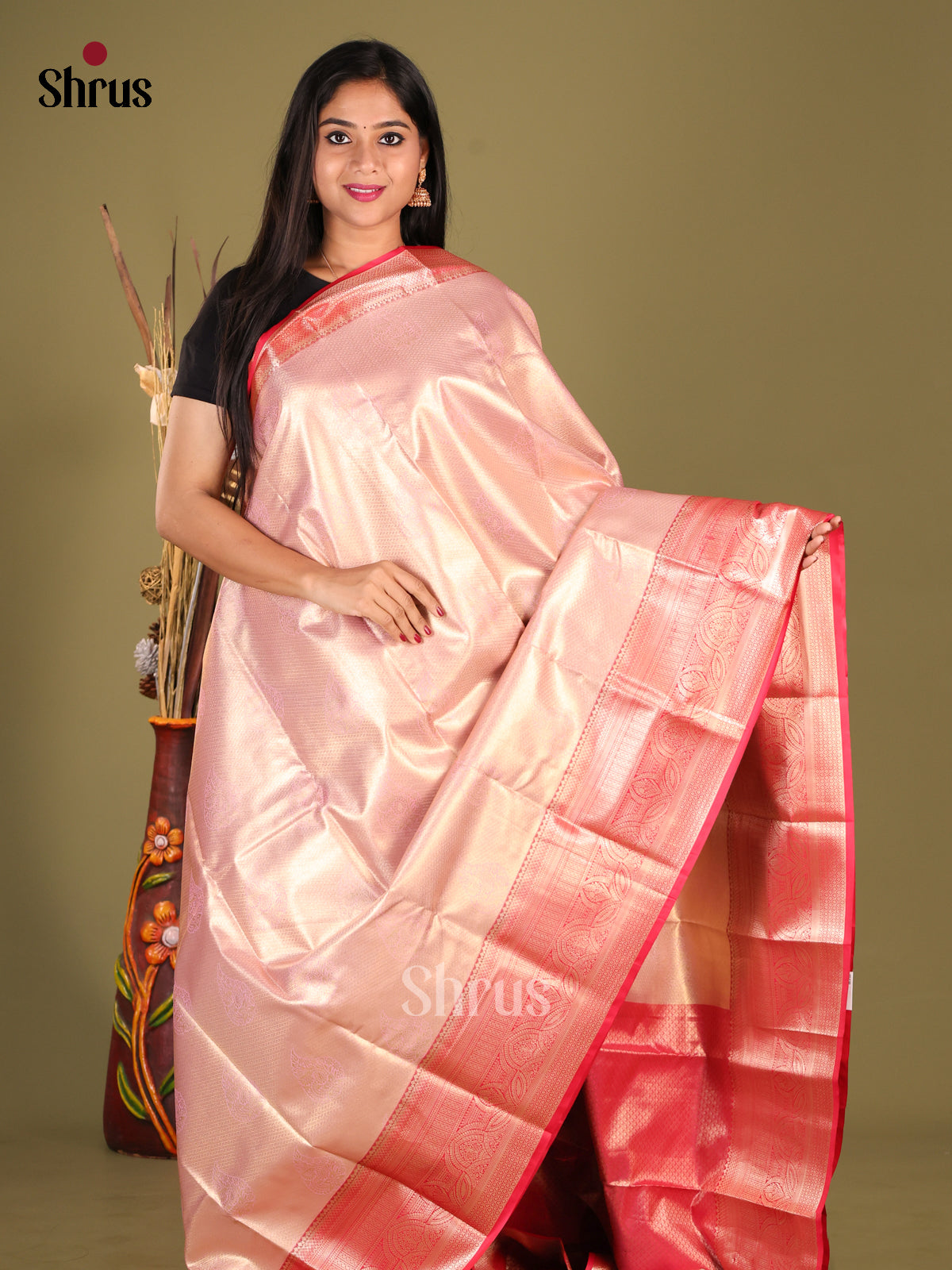 DHS23238 - Kanchipuram-halfpure Saree - Shop on Shrus.com