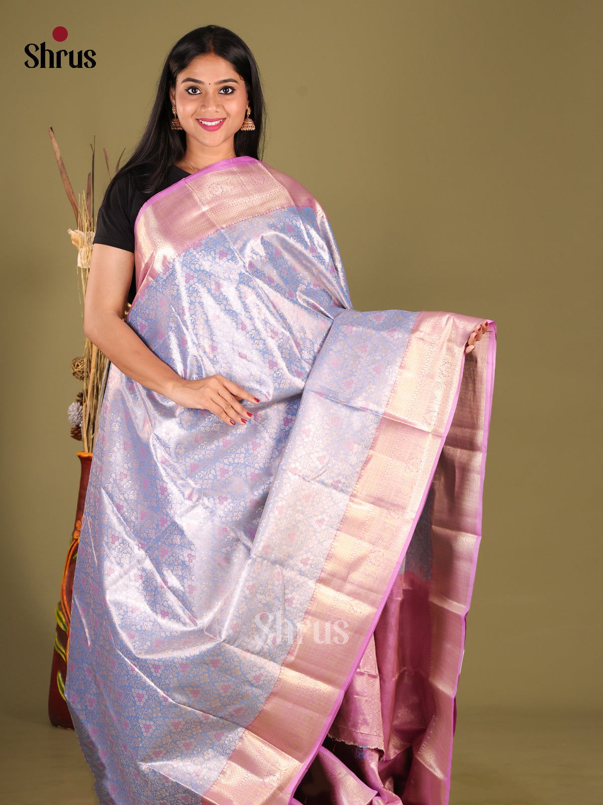 DHS23242 - Kanchipuram-halfpure Saree - Shop on Shrus.com