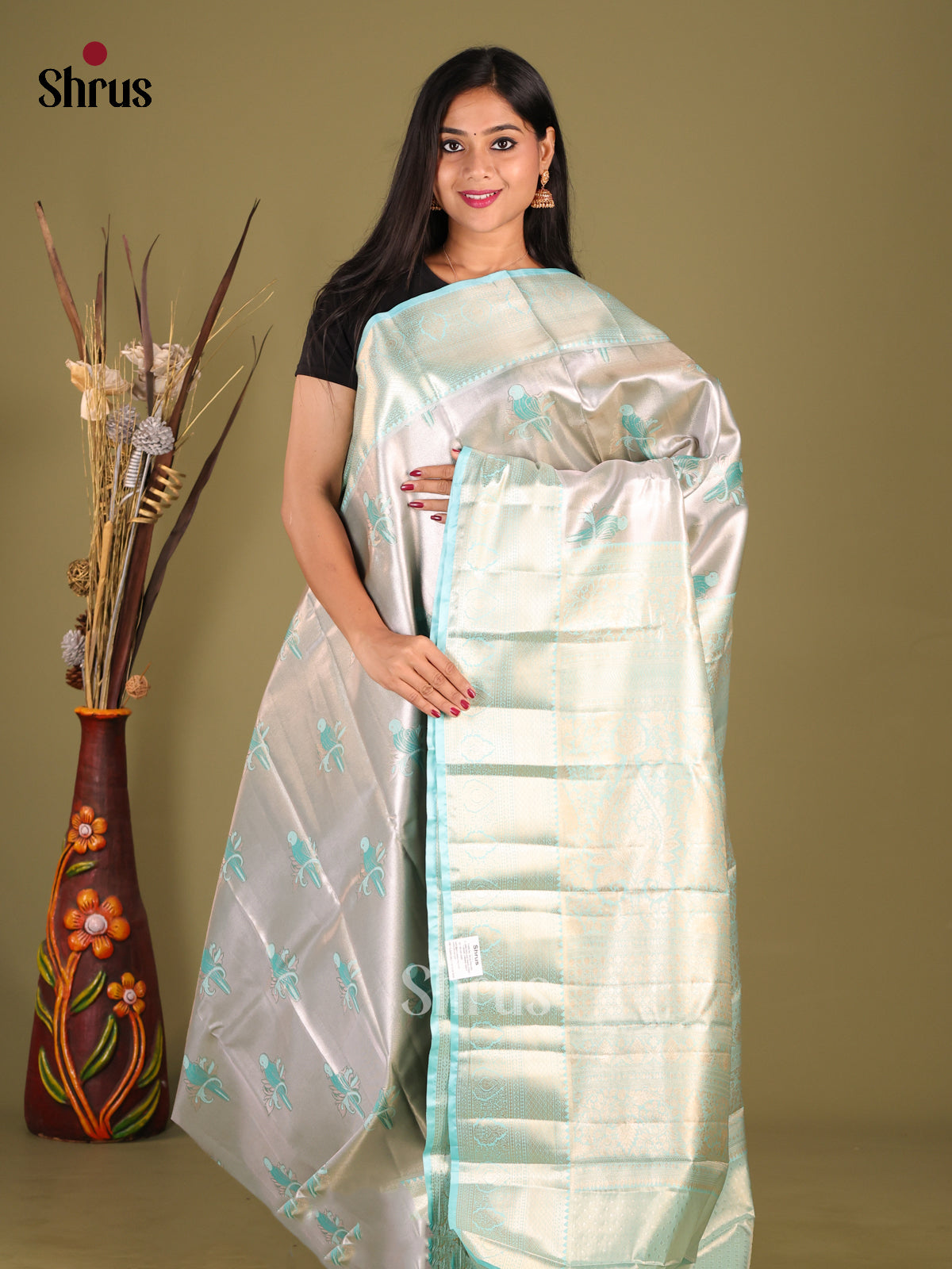 DHS23257 - Kanchipuram-halfpure Saree - Shop on Shrus.com