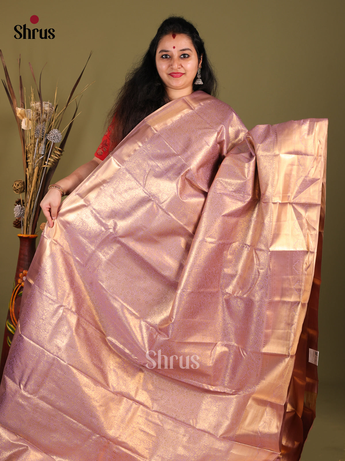 Lavender (Single Tone)- Kanchipuram-halfpure Saree - Shop on Shrus.com