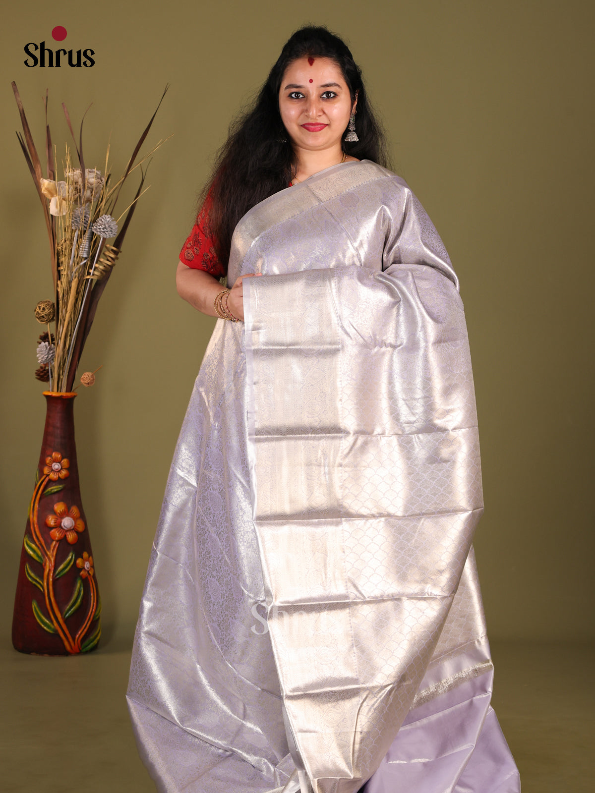 Lilac(Single Tone) - Kanchipuram-halfpure Saree