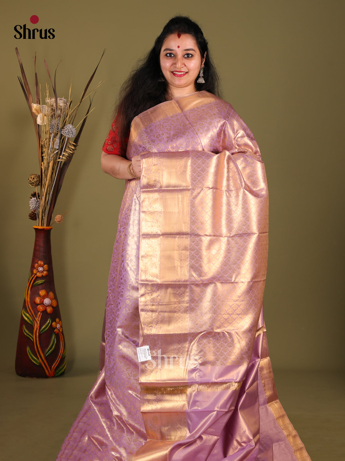 Lavender(Single Tone) - Kanchipuram-halfpure Saree