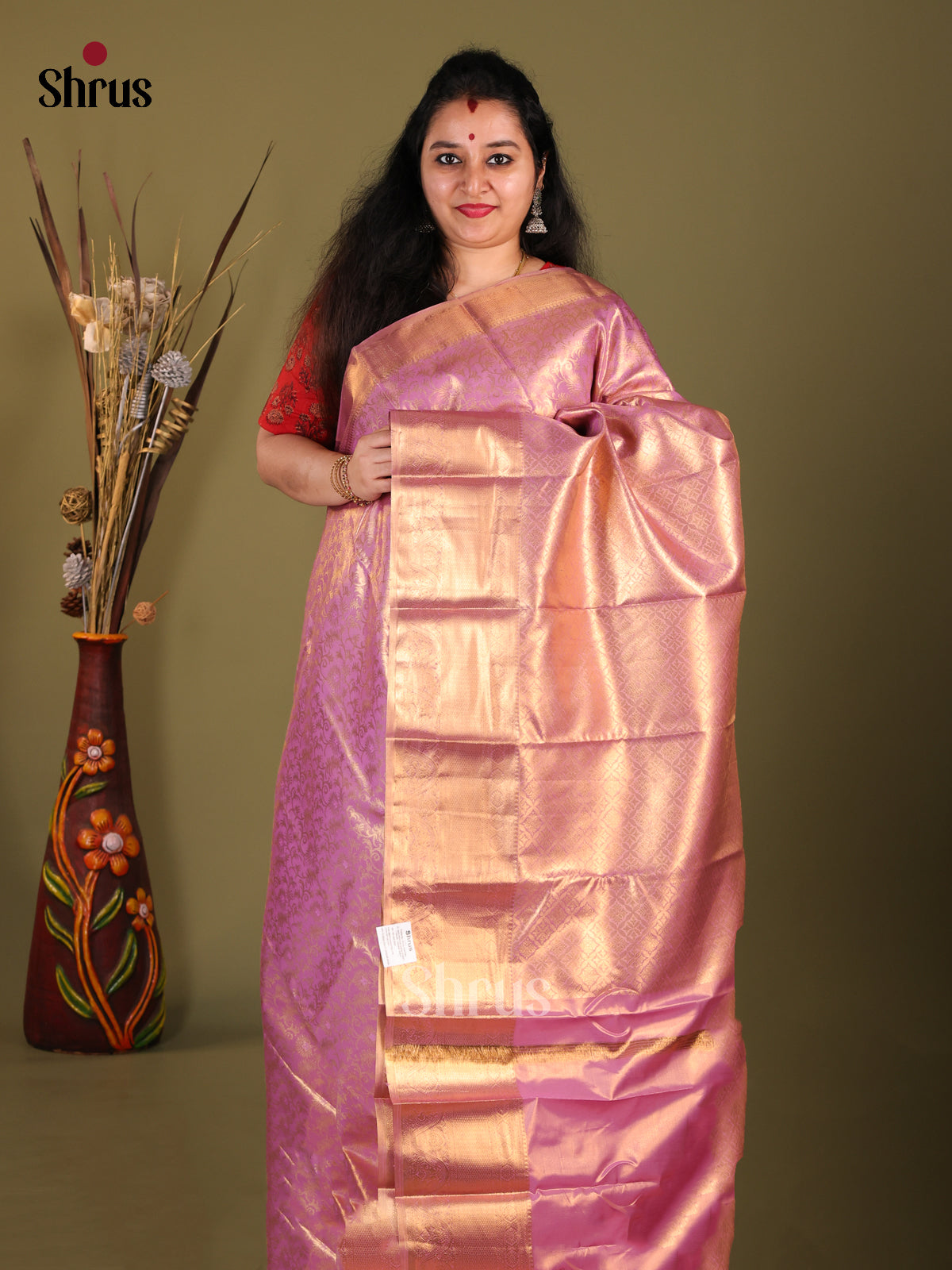 Purple(Single Tone) - Kanchipuram-halfpure Saree - Shop on Shrus.com