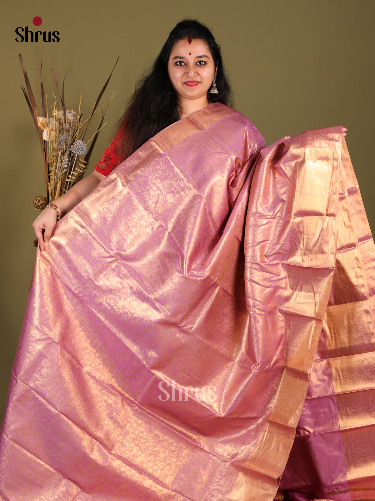 Purple(Single Tone) - Kanchipuram-halfpure Saree - Shop on Shrus.com