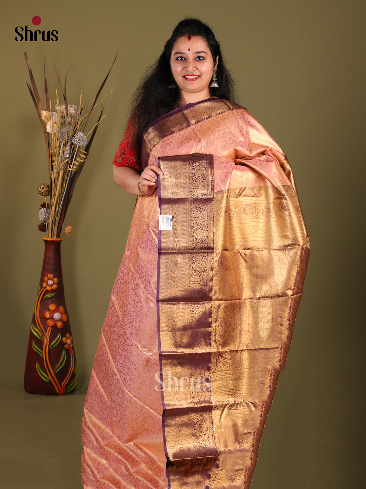 DHS23288 - Kanchipuram-halfpure Saree - Shop on Shrus.com