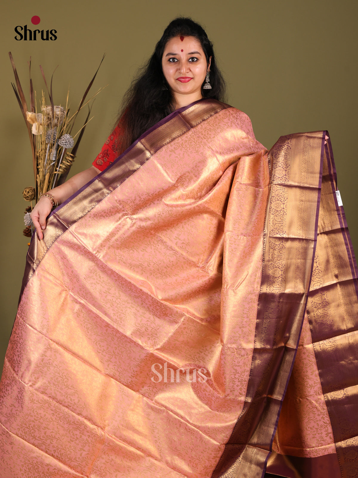 DHS23288 - Kanchipuram-halfpure Saree - Shop on Shrus.com