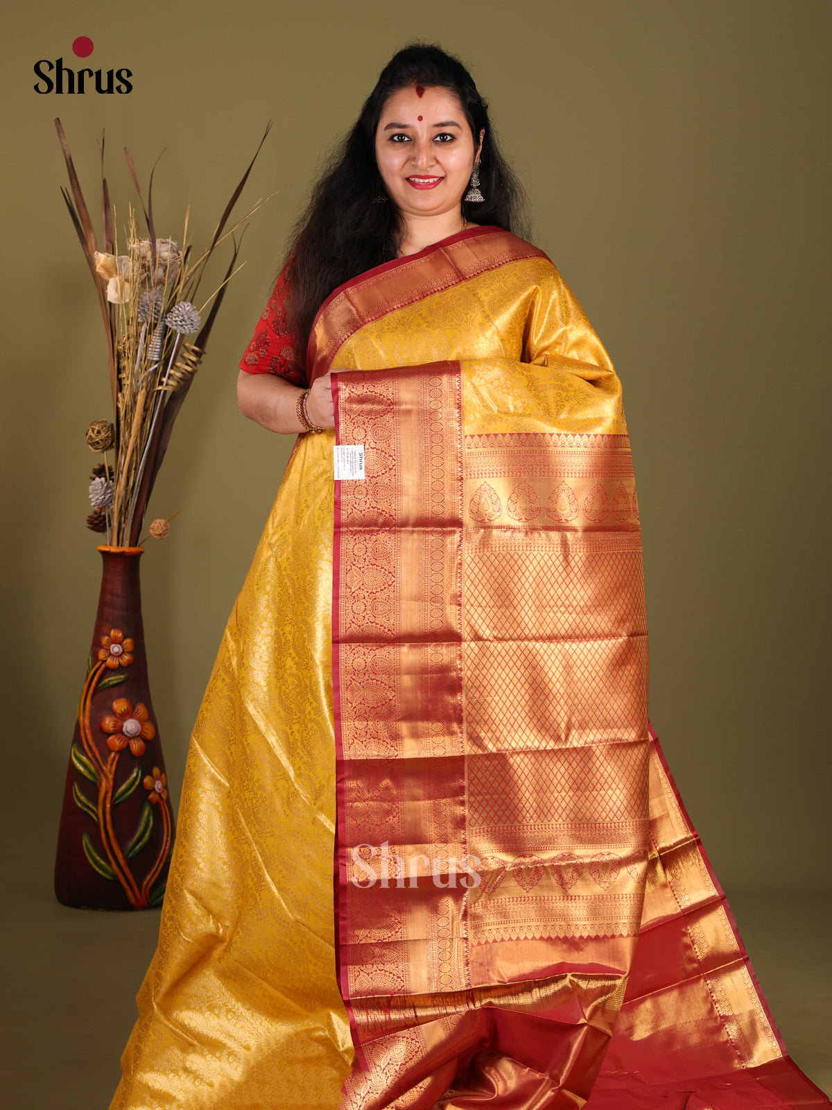 DHS23296 - Kanchipuram-halfpure Saree - Shop on Shrus.com