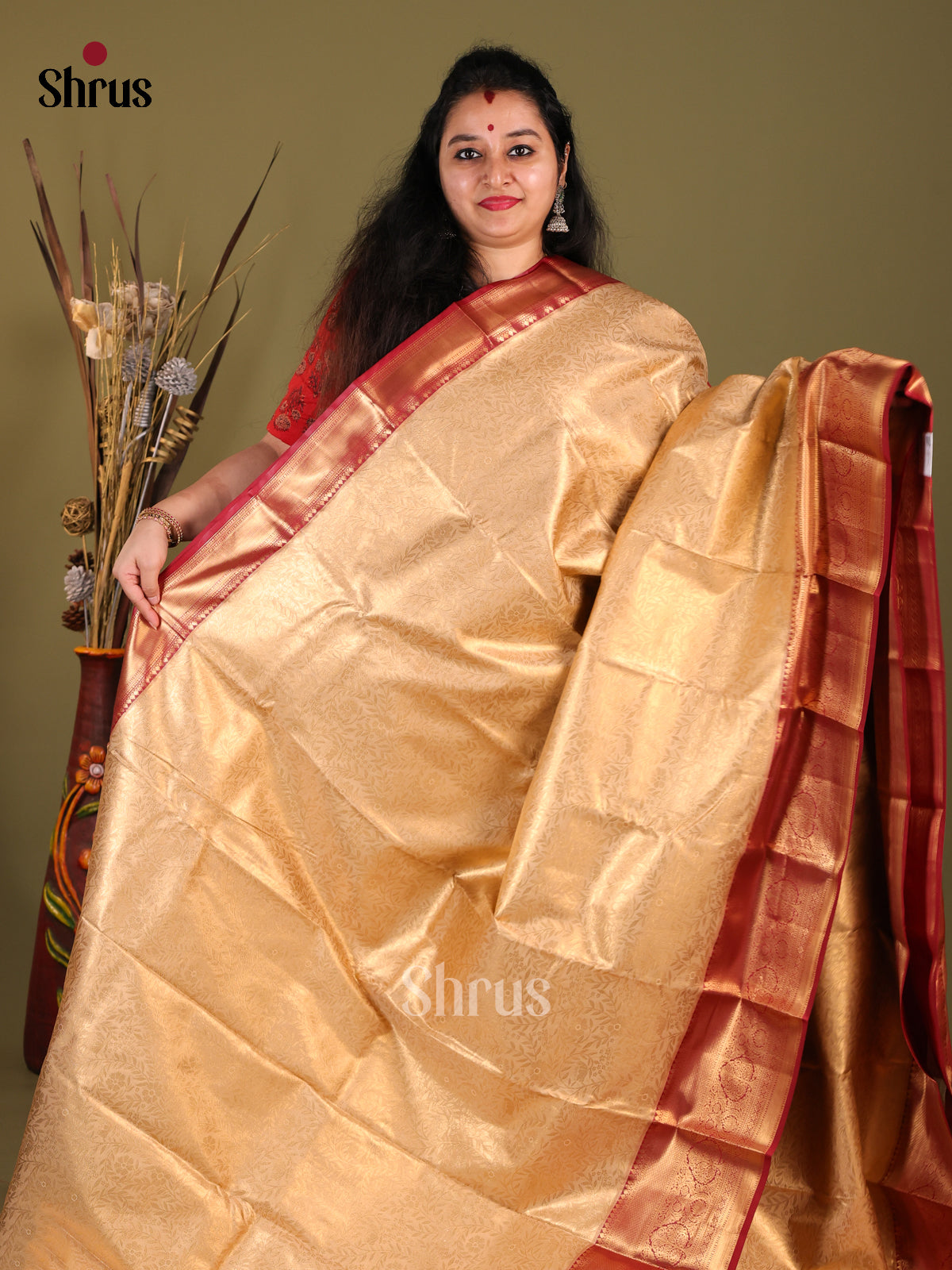 DHS23301 - Kanchipuram-halfpure Saree - Shop on Shrus.com