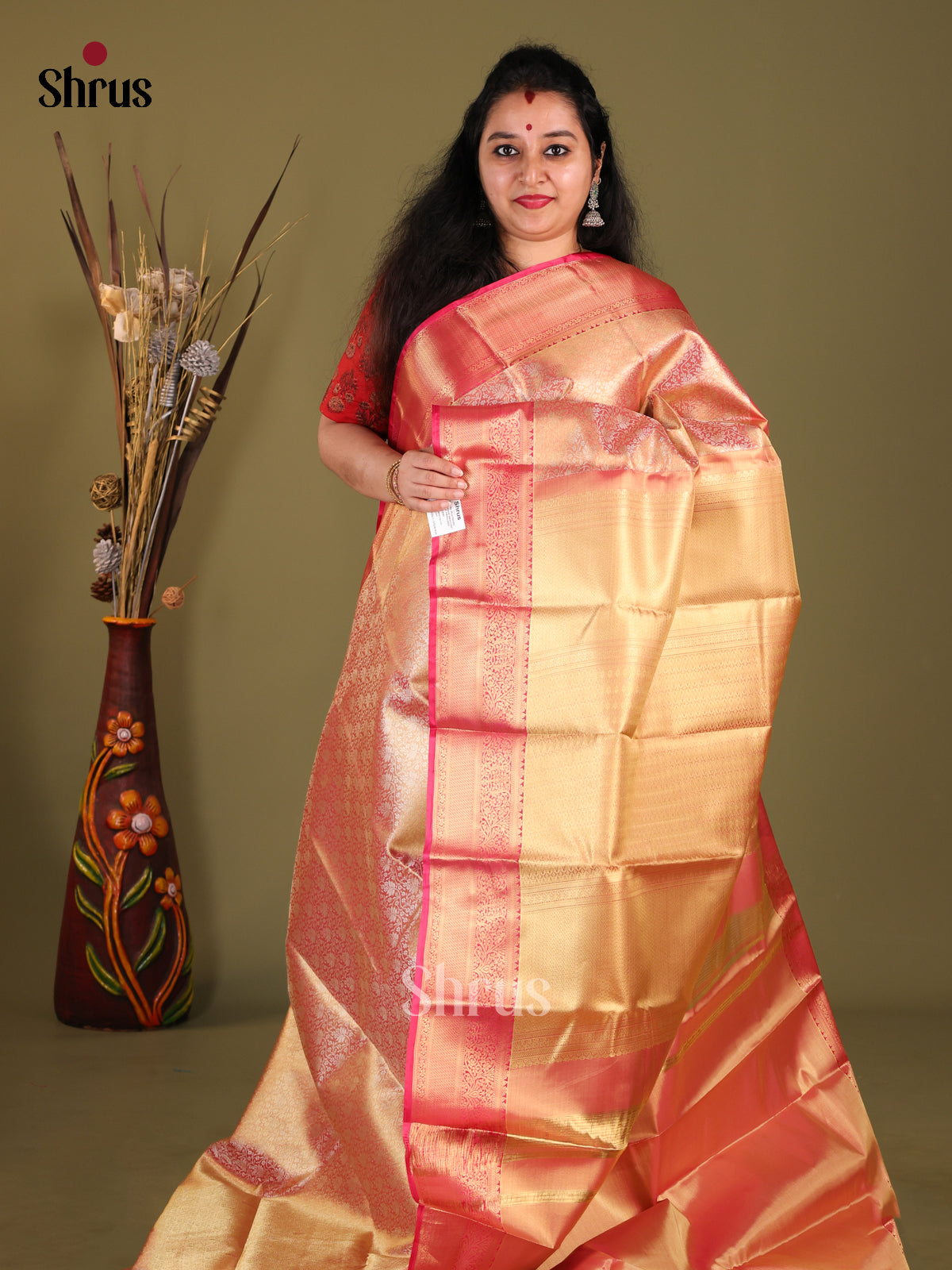 DHS23306 - Kanchipuram-halfpure Saree - Shop on Shrus.com