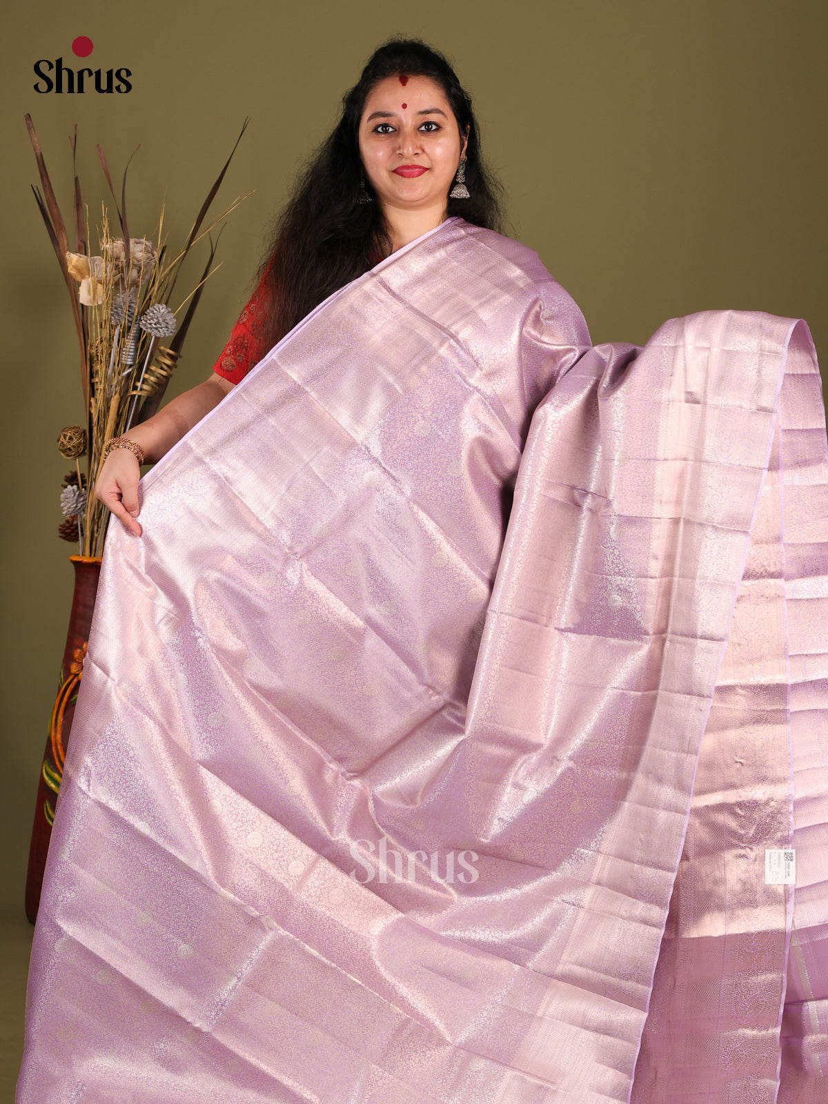 Lavender(Single Tone) - Kanchipuram-halfpure Saree - Shop on Shrus.com
